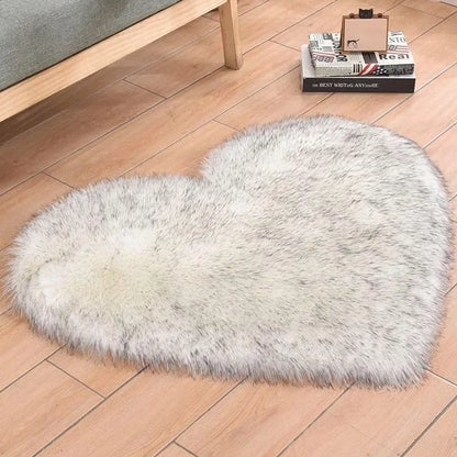 Heart Design Faux Fur Rug