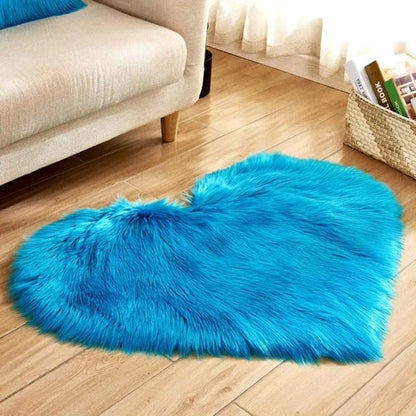 Heart Design Faux Fur Rug