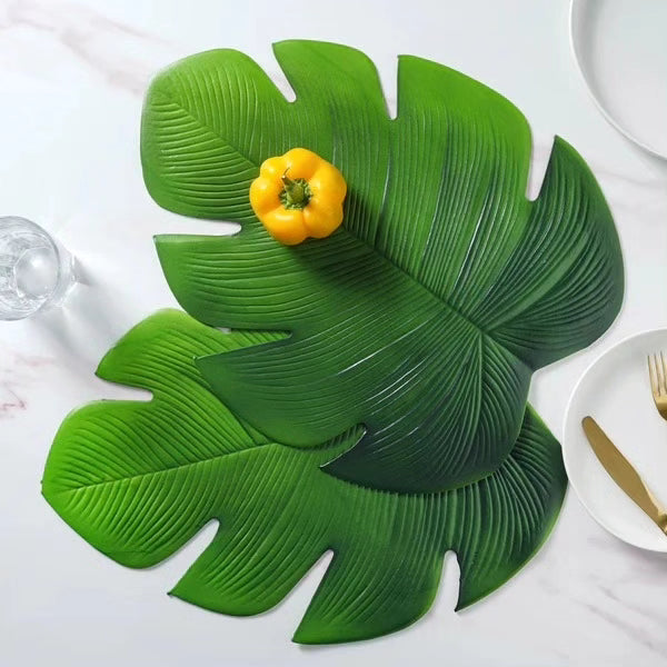 6 pc Green Leaf Table Mats