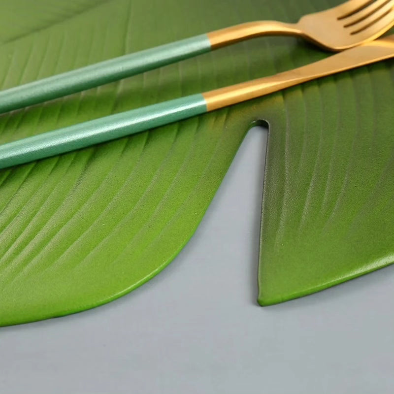 6 pc Green Leaf Table Mats