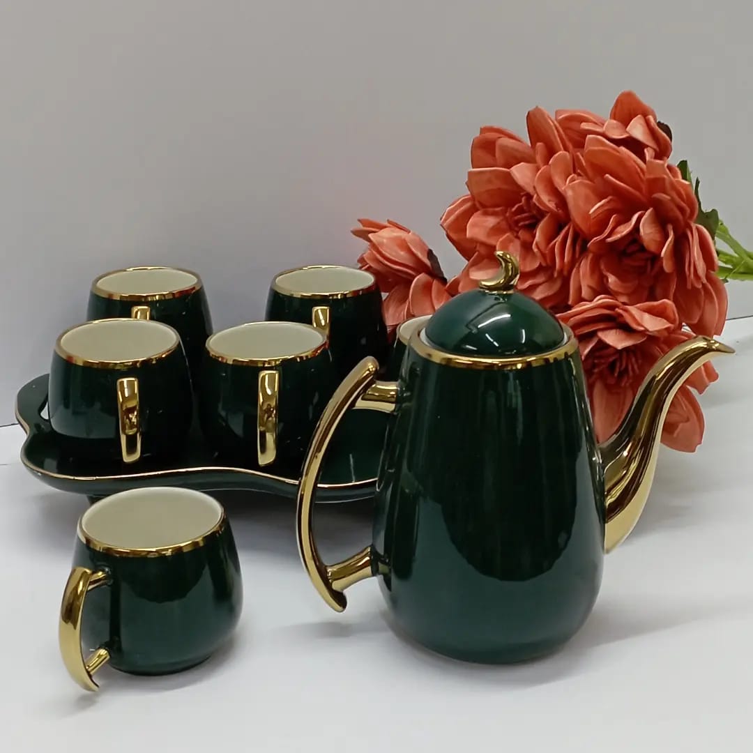 Ceramic tea set and tray