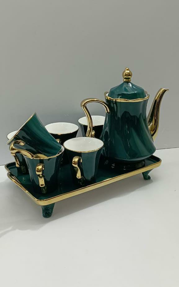 Ceramic tea set and tray