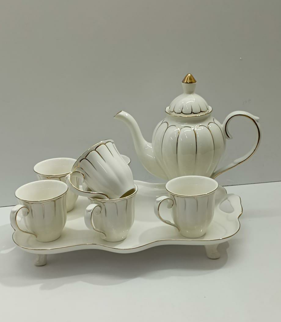 Ceramic tea set and tray