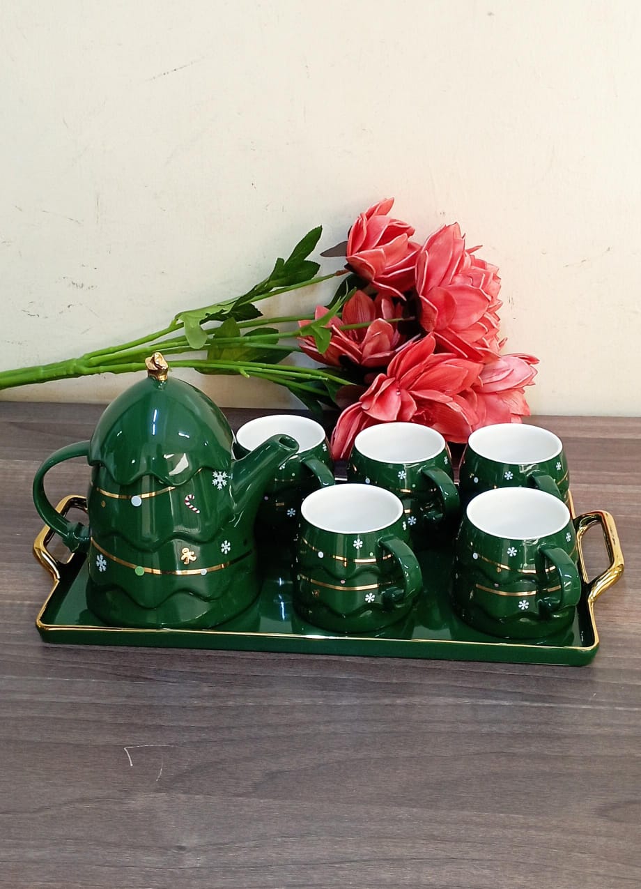 Ceramic tea set and tray