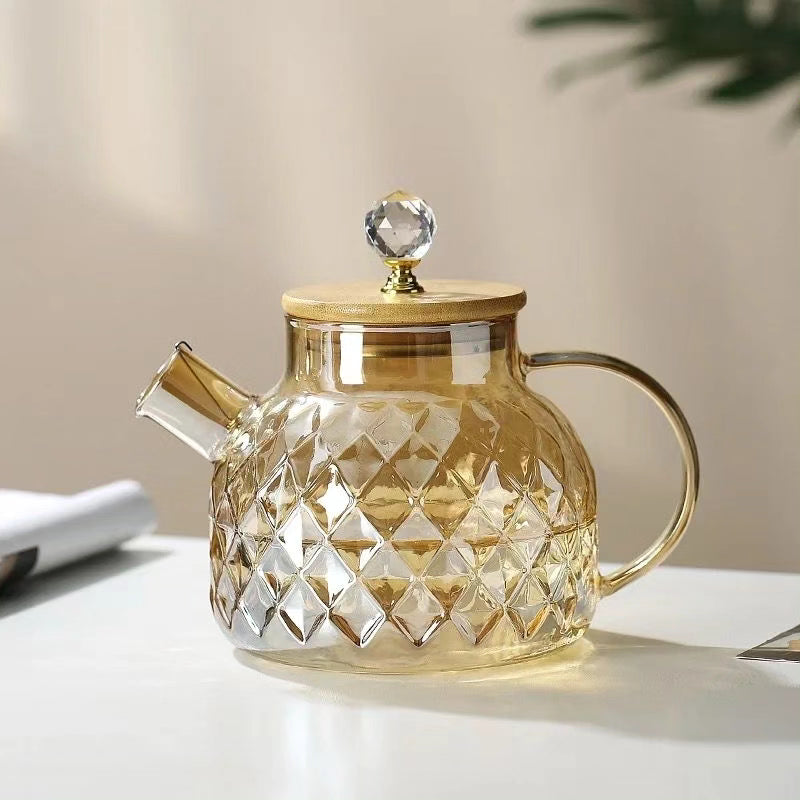 Diamond texture surface glass kettle