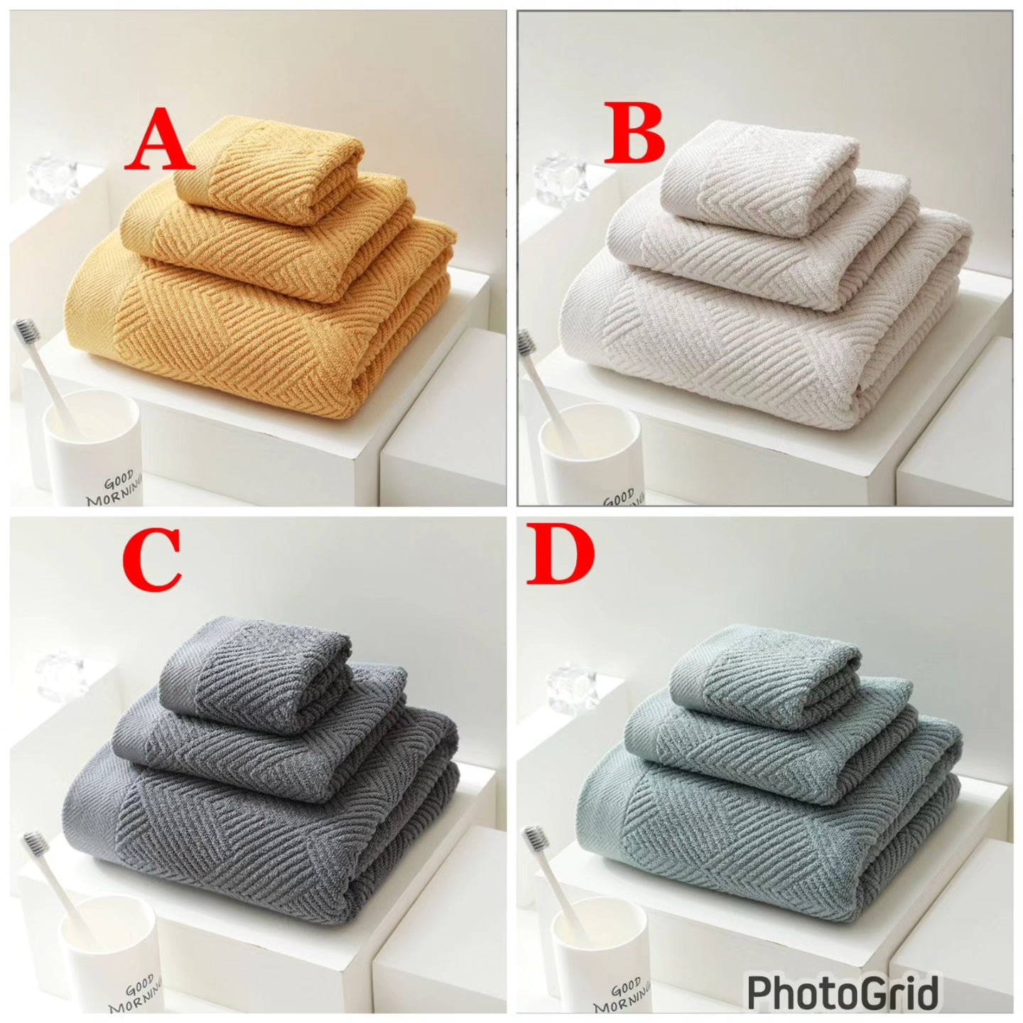 Set of 3 Long staple cotton towels