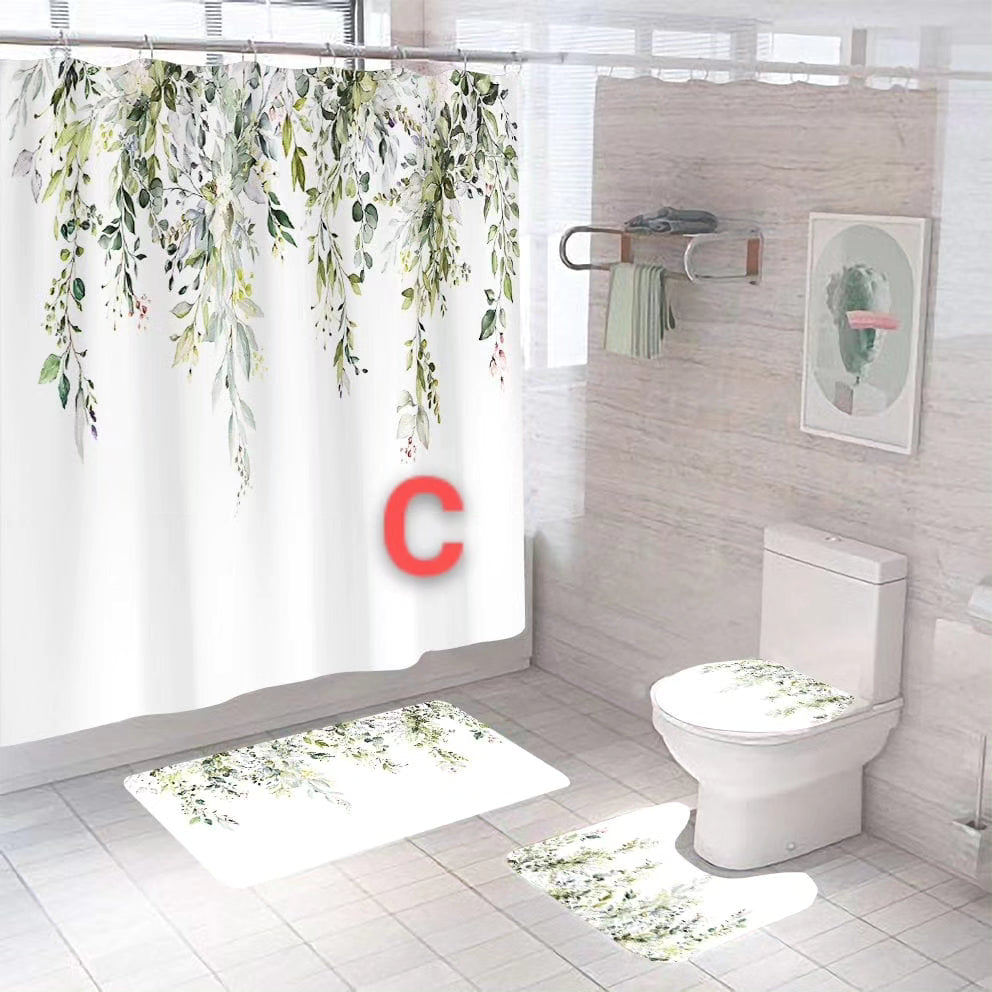 4pc shower curtain plus mats set