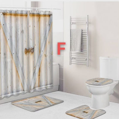 4pc shower curtain plus mats set