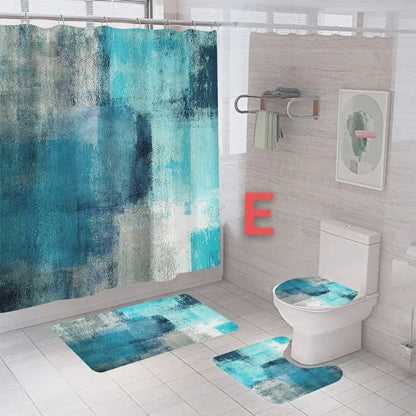 4pc shower curtain plus mats set