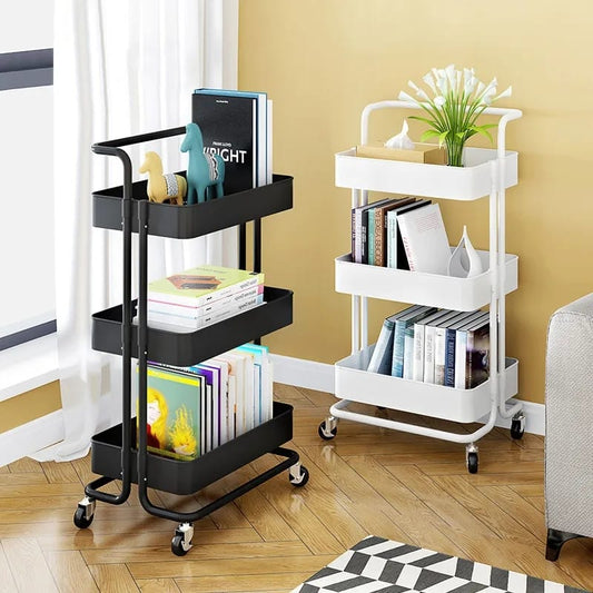 Modern 3-Tier Fully Metallic Rolling Storage Utility Cart