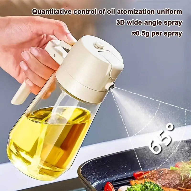 600ml Dual Purpose Kitchen Oil Dispenser with a Jet Oil Sprayer