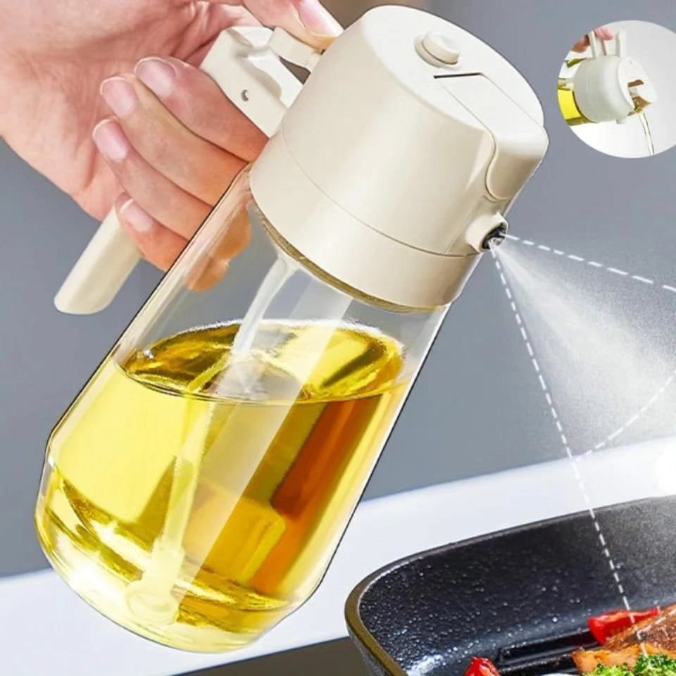 600ml Dual Purpose Kitchen Oil Dispenser with a Jet Oil Sprayer