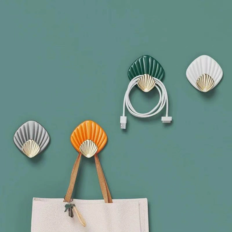 4pcs Creative Shell Shape Wall Hanging Hook