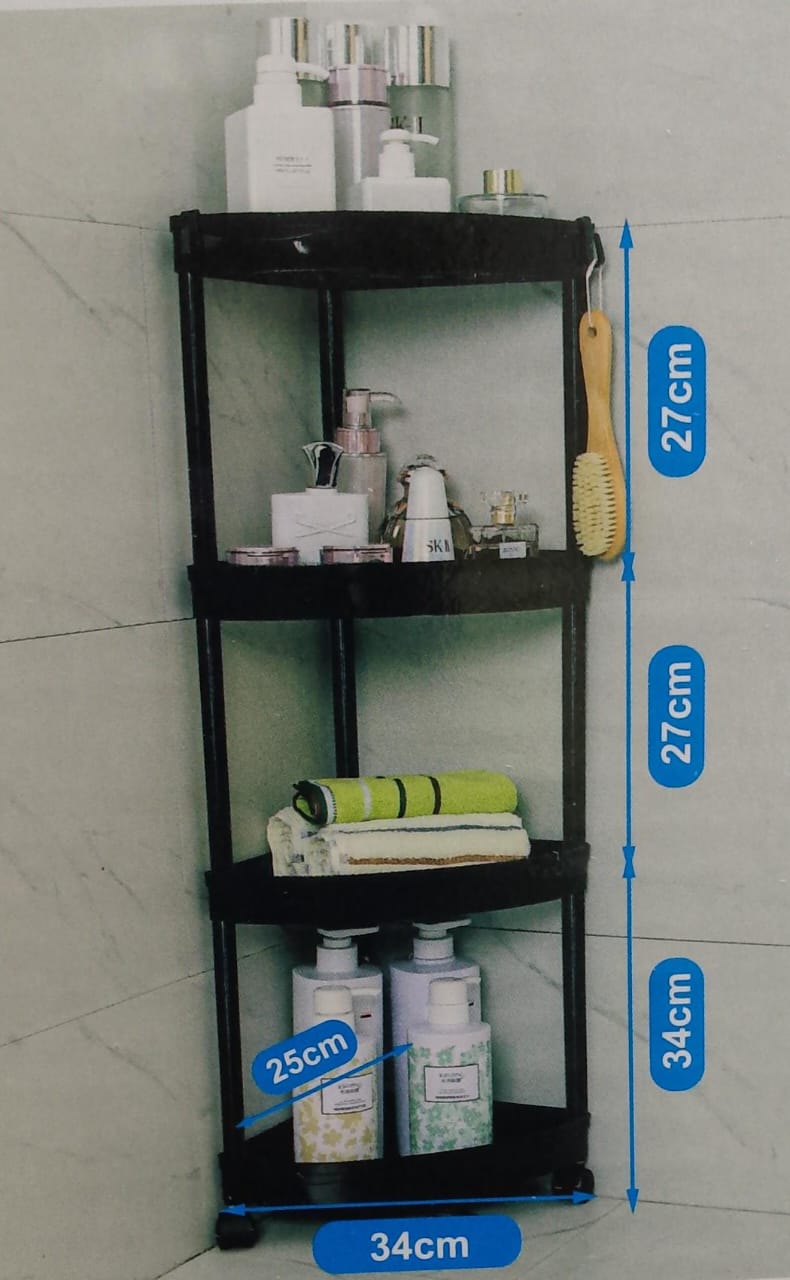 4 Layer corner storage trolley rack