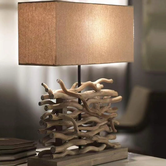 Bedside Lamps with Wooden Twisted Base