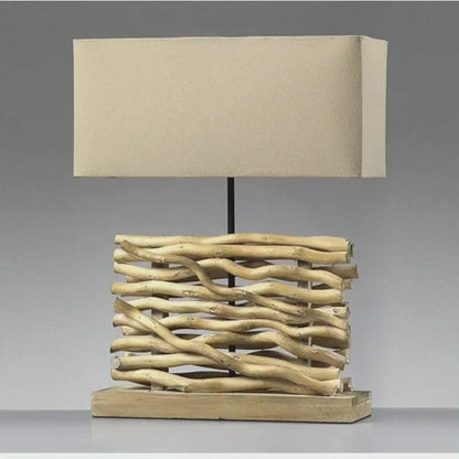 Bedside Lamps with Wooden Twisted Base