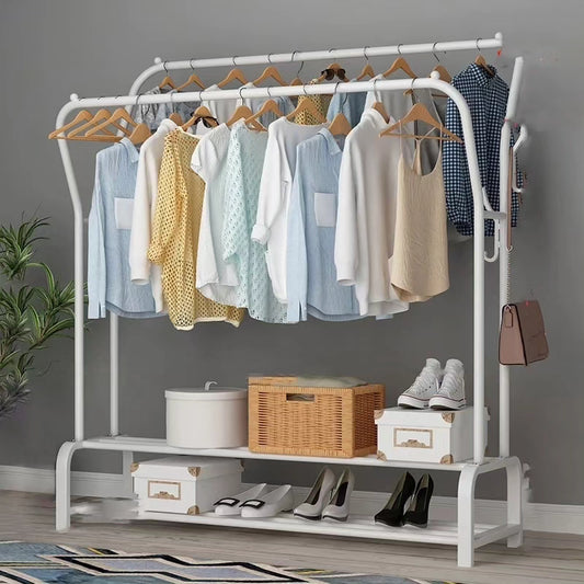 Double pole garment clothing rack