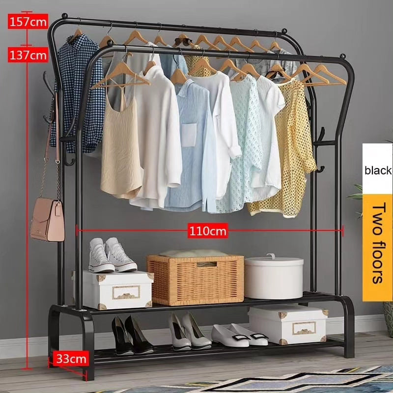 Double pole garment clothing rack