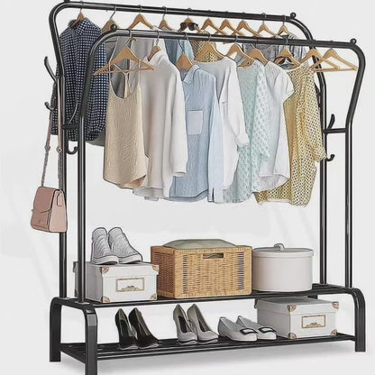 Double pole garment clothing rack