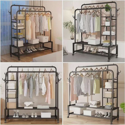 Double pole clothing rack