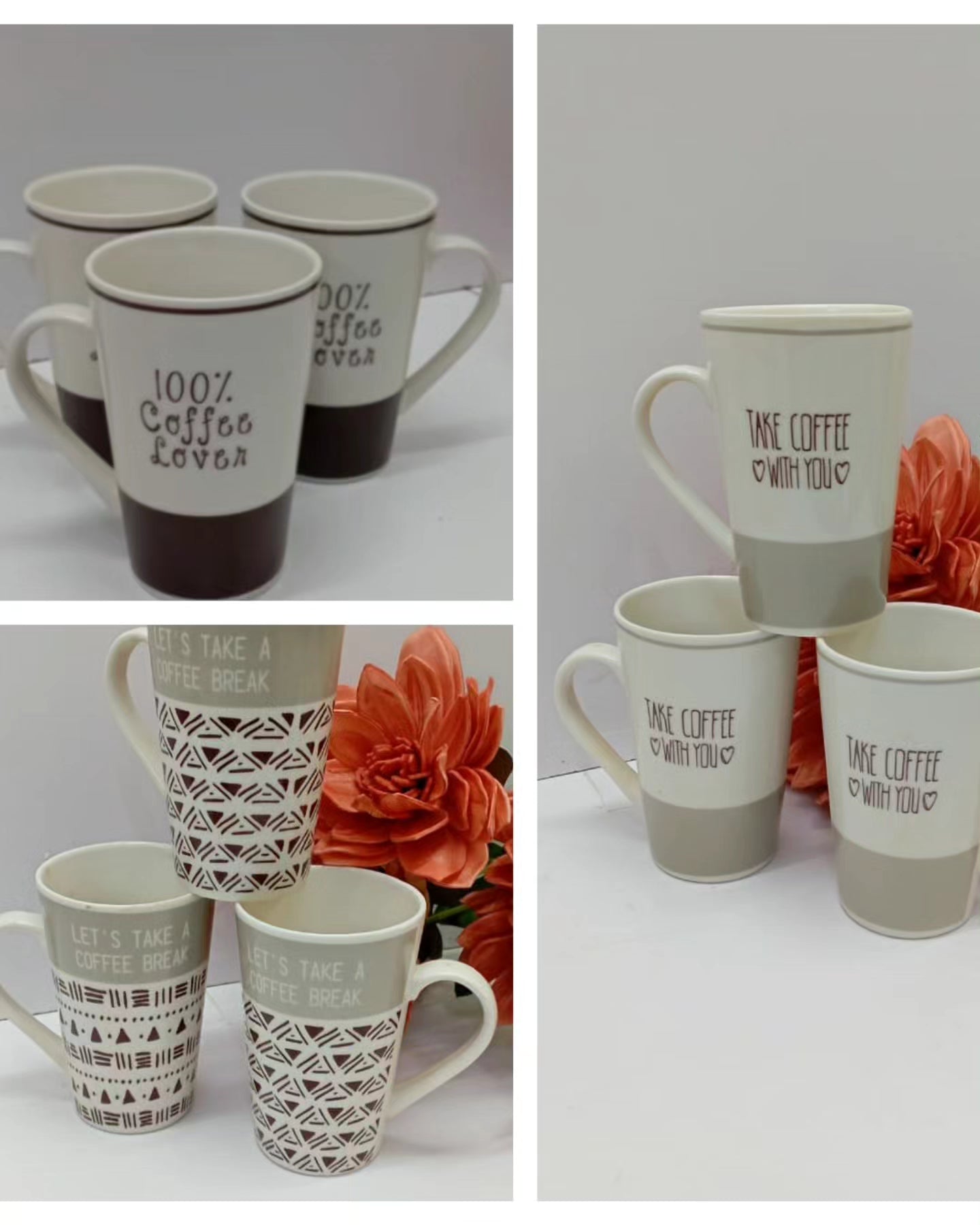 6pcs Classy Ceramic Mugs