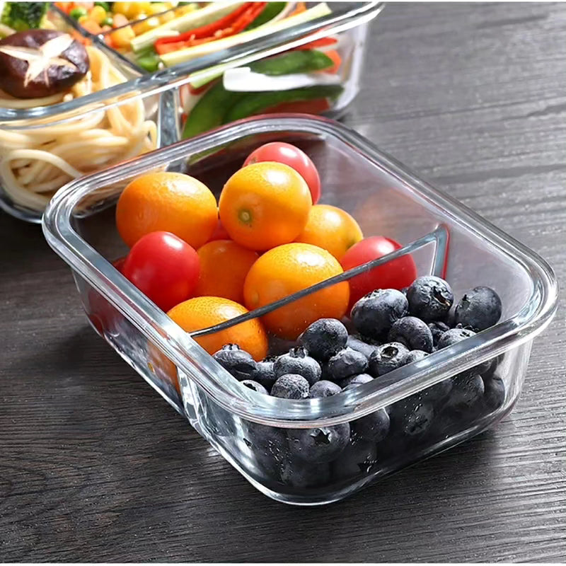 High Borosilicate Glass Partitioned Lunch Box