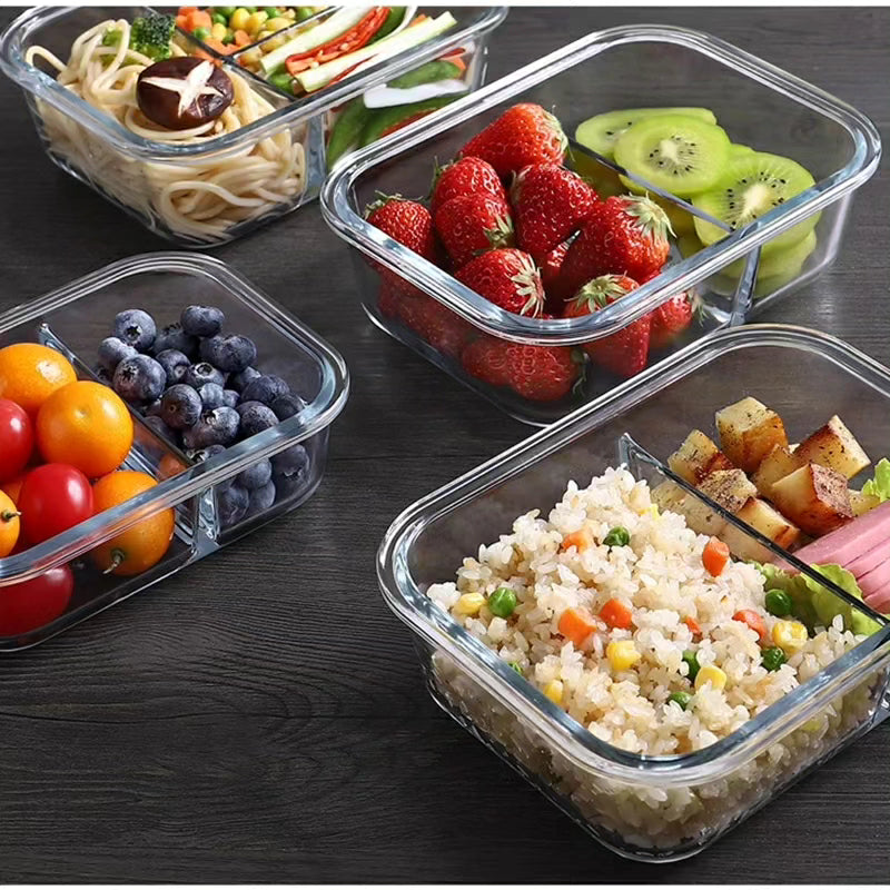 High Borosilicate Glass Partitioned Lunch Box