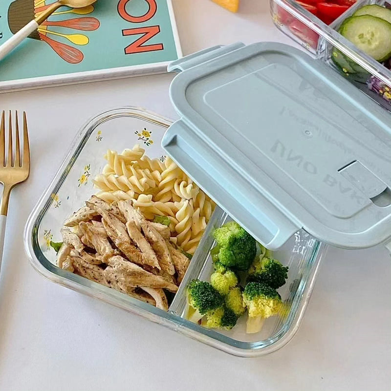 High Borosilicate Glass Partitioned Lunch Box