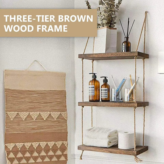 3 Tier Wood Floating Shelf