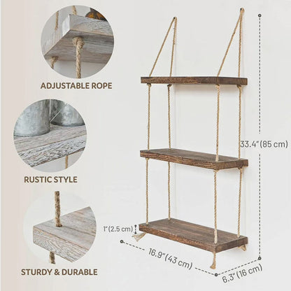 3 Tier Wood Floating Shelf