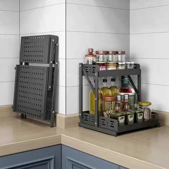 2 Tier Multifunctional Foldable Kitchen Spice Rack