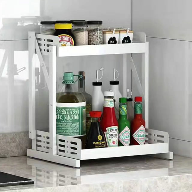 2 Tier Multifunctional Foldable Kitchen Spice Rack