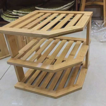 3 Tier Corner Bamboo  Storage Spice Rack