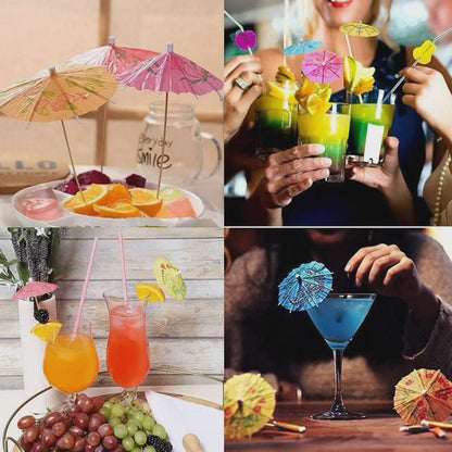 Umbrella cocktail straw set