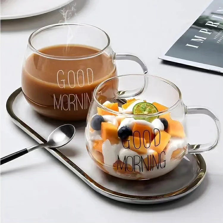 Elegant Glass 360ml Breakfast Coffee Cup