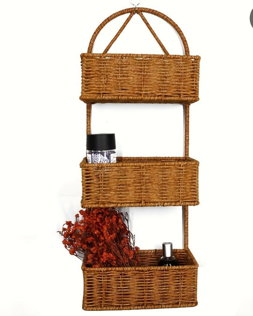 Hand woven shower caddy 3 layer