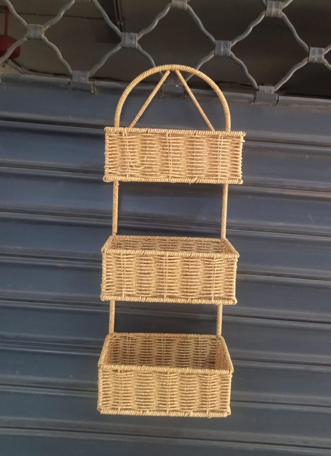 Hand woven shower caddy 3 layer