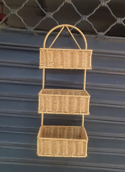 Hand woven shower caddy 3 layer