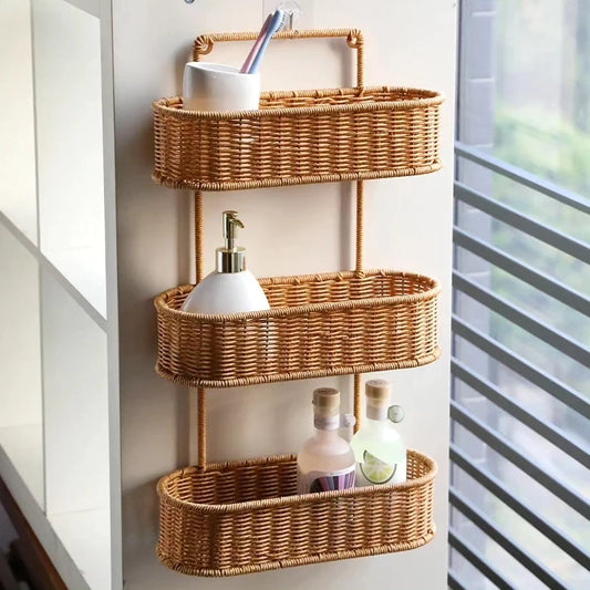 Hand woven shower caddy 3 layer