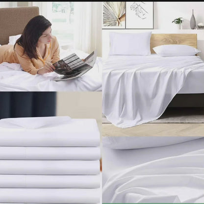 Plain white 6*6 2 cotton bedsheets with 4 cases