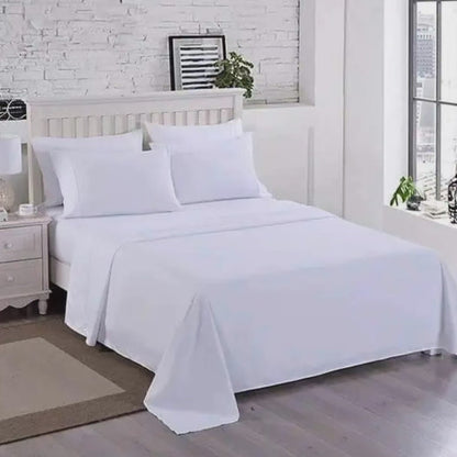 Plain white 6*6 2 cotton bedsheets with 4 cases