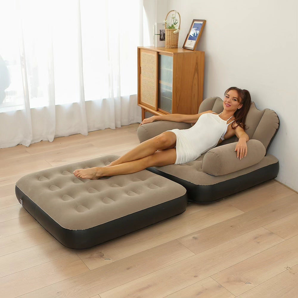 5 in 1 Inflatable Sofa Bed with L Shaped Armrest