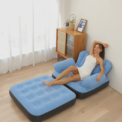 5 in 1 Inflatable Sofa Bed with L Shaped Armrest