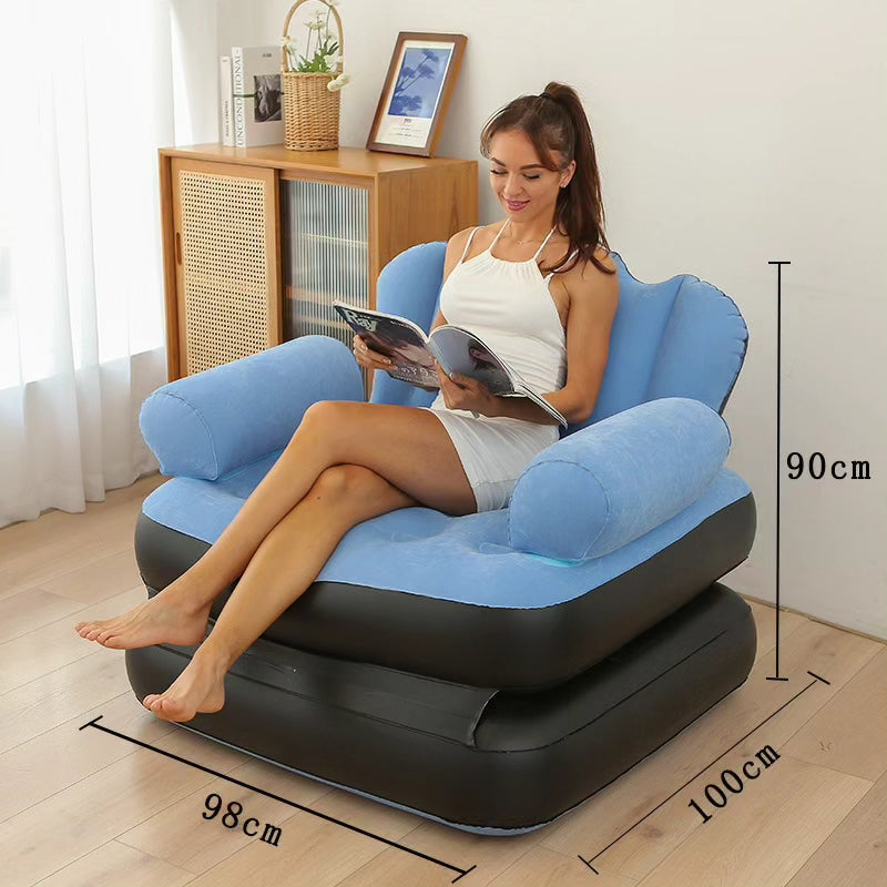 5 in 1 Inflatable Sofa Bed with L Shaped Armrest