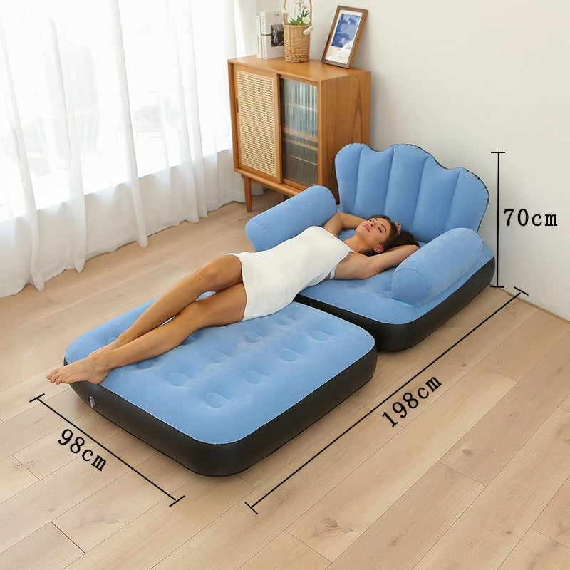 5 in 1 Inflatable Sofa Bed with L Shaped Armrest