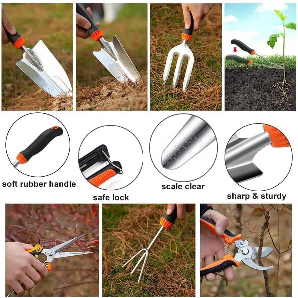 Garden Tool Set, 10 PCS Stainless Steel Heavy Duty