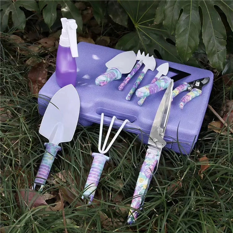 10 Pcs Gardening Hand Tools with Floral Print