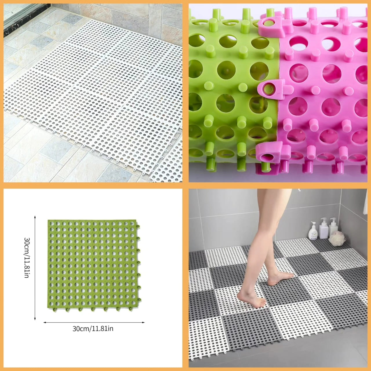 Interlocking bath mats 4pc set