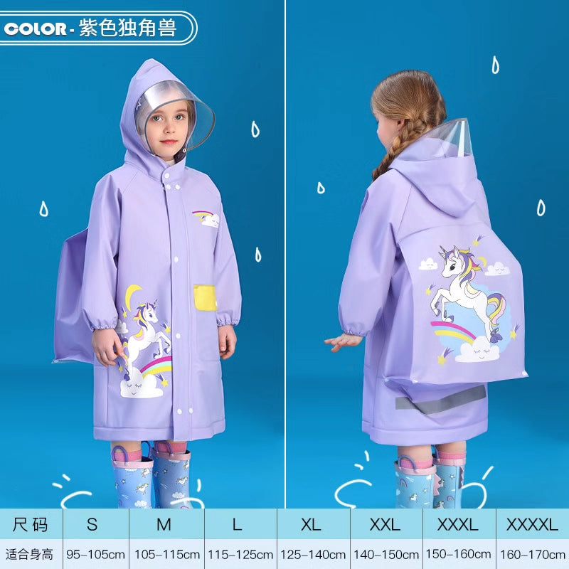 UNISEX - Kids Cartoon Themed Rain coats with Back Bag slot for school bag + Carrier Bags*