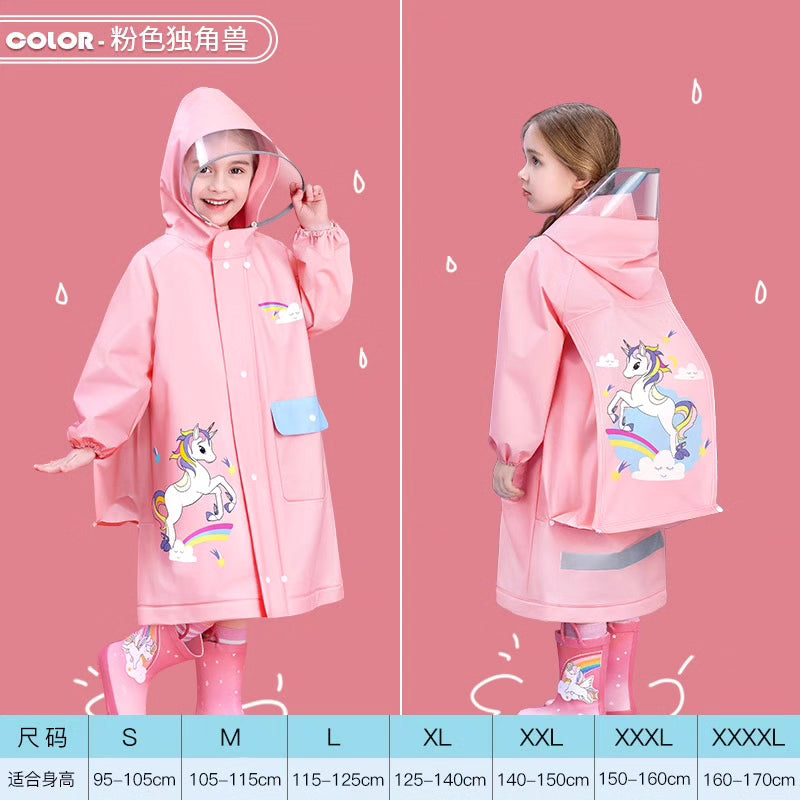 UNISEX - Kids Cartoon Themed Rain coats with Back Bag slot for school bag + Carrier Bags*